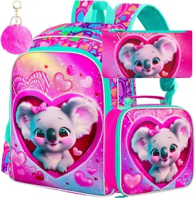 16" Girls Backpack, 3Pcs Kids Bookbag with Lunch Box, School Backpacks for Elementary Preschool Kindergarten