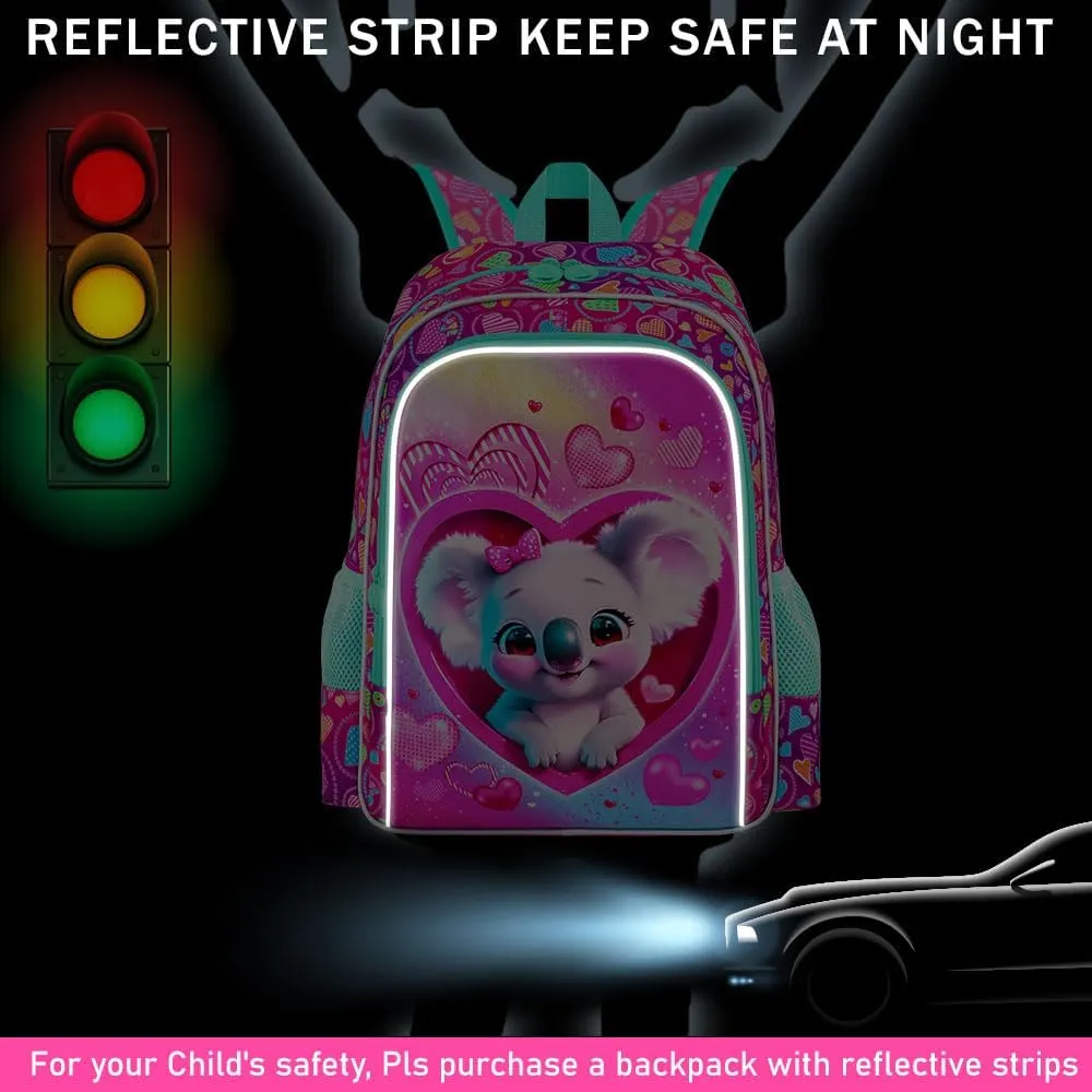 16" Girls Backpack, 3Pcs Kids Bookbag with Lunch Box, School Backpacks for Elementary Preschool Kindergarten