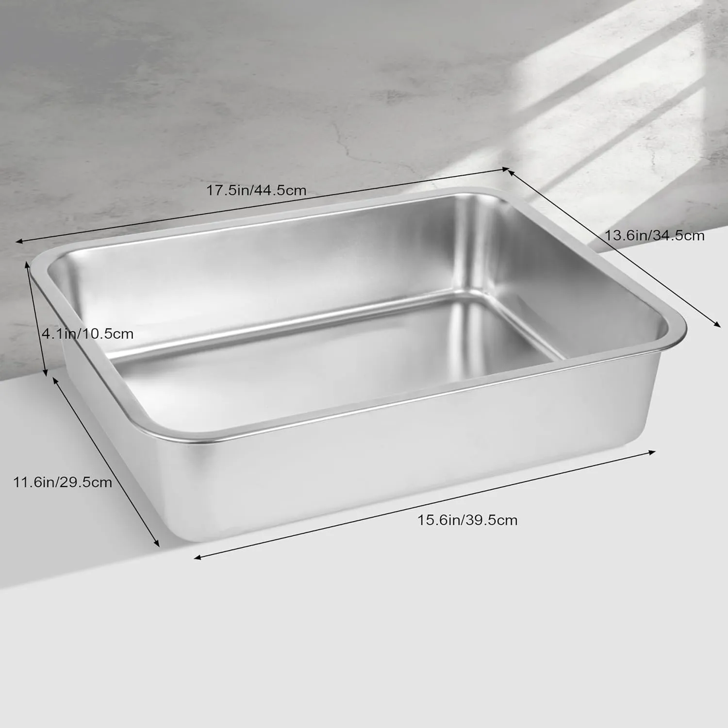 2 Pack Stainless Steel Cat Litter BoxSmall Stainless Steel,Large Metal Cat Litter Box-Easy to Clean.(17.5" L x 13.6" W x 4.1" H).