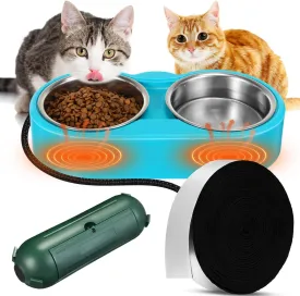 3 Pcs Heated Water Bowl Outdoor Cats Dogs Water Dispenser and Pipe Insulation Tape Wrap and Outdoor Extension Cord Safety Cover Protector for Winter Pet Chicken Livestock Feral Animals