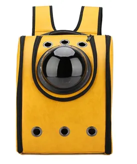 32*20*40cm yellow Space capsule pet backpack PU pet breathable bag small cat and dog outing backpack AZ22012