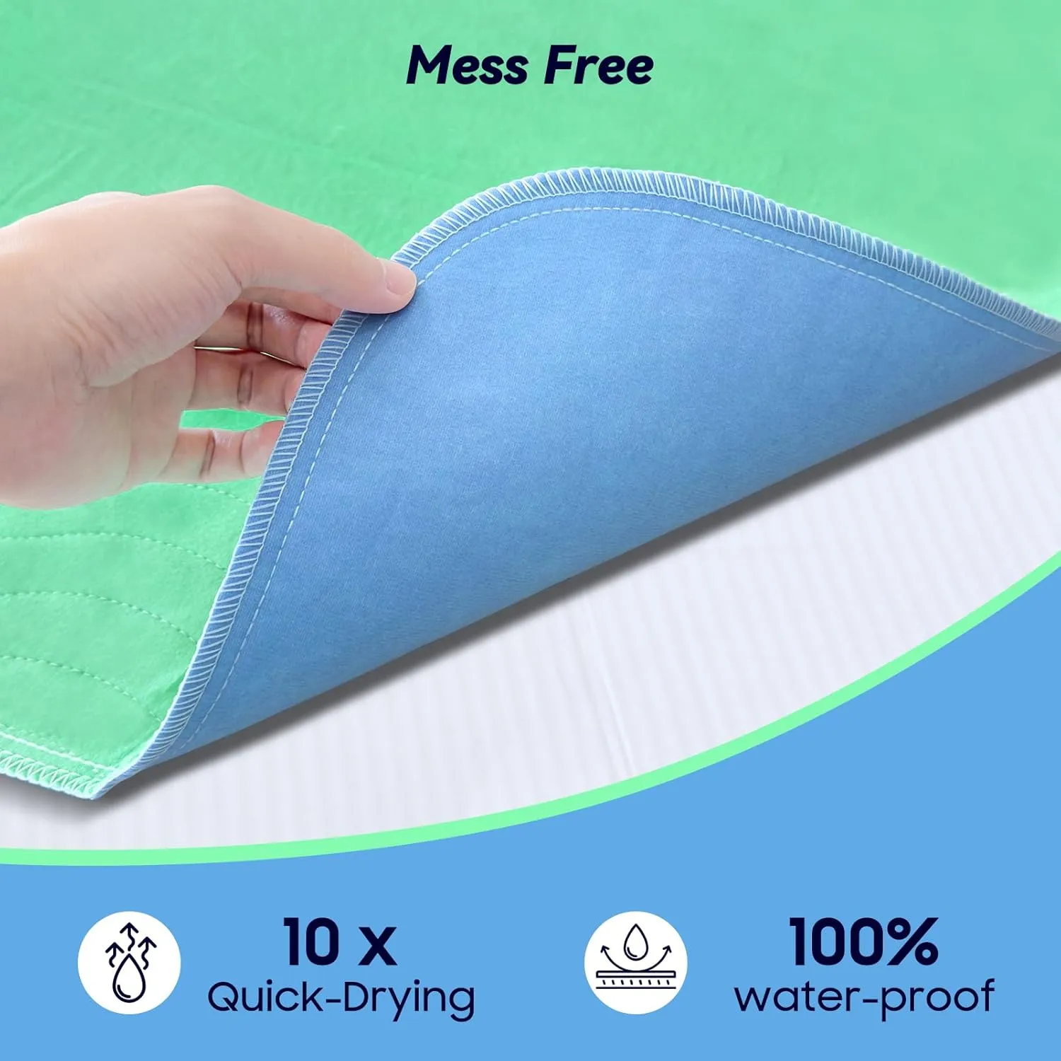 4 Pack 24 x 24 Extra Heavy Absorbency Washable Underpads, Waterproof Nursing Pads Incontinence Bed Pads, Reusable Washable Pee Pads for Dogs, Diaper Changing & Adults, Washable Puppy Pads