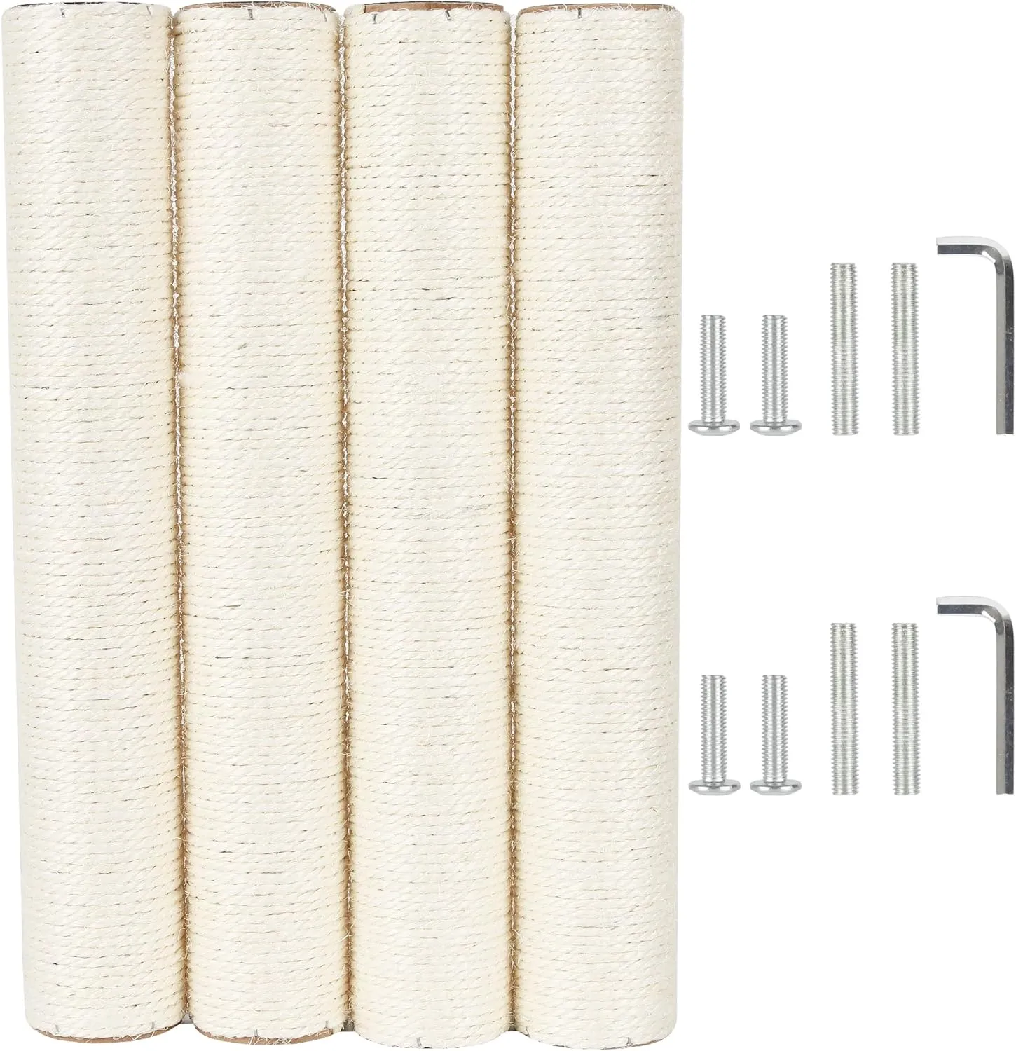 4 PCS 7.4cm 2.91in Diameter Cat Scratching Post Replacement Sisal Pole (45cm/17.72in, M10)