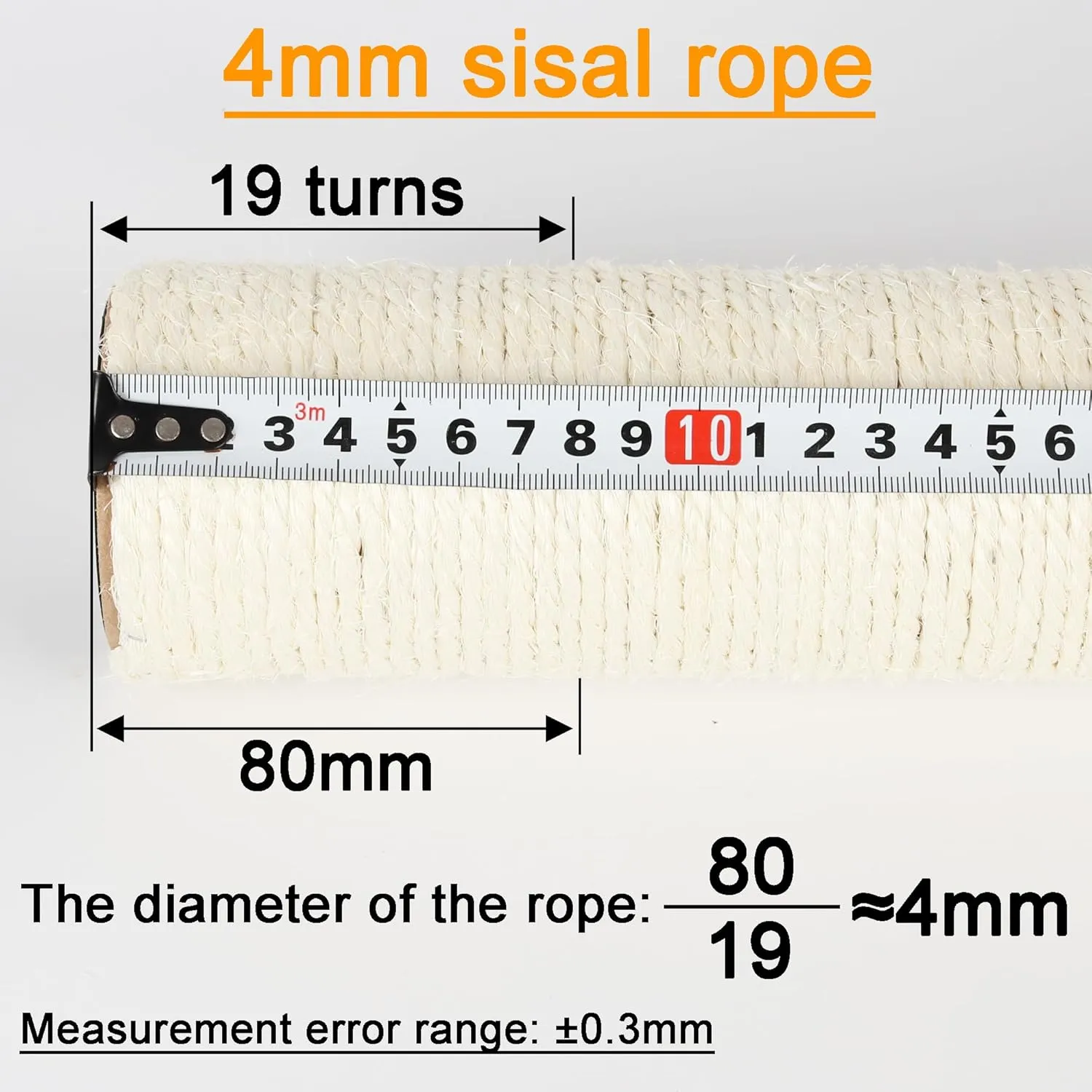 4 PCS 7.4cm 2.91in Diameter Cat Scratching Post Replacement Sisal Pole (45cm/17.72in, M10)