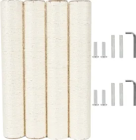 4 PCS 7.4cm 2.91in Diameter Cat Scratching Post Replacement Sisal Pole (45cm/17.72in, M10)