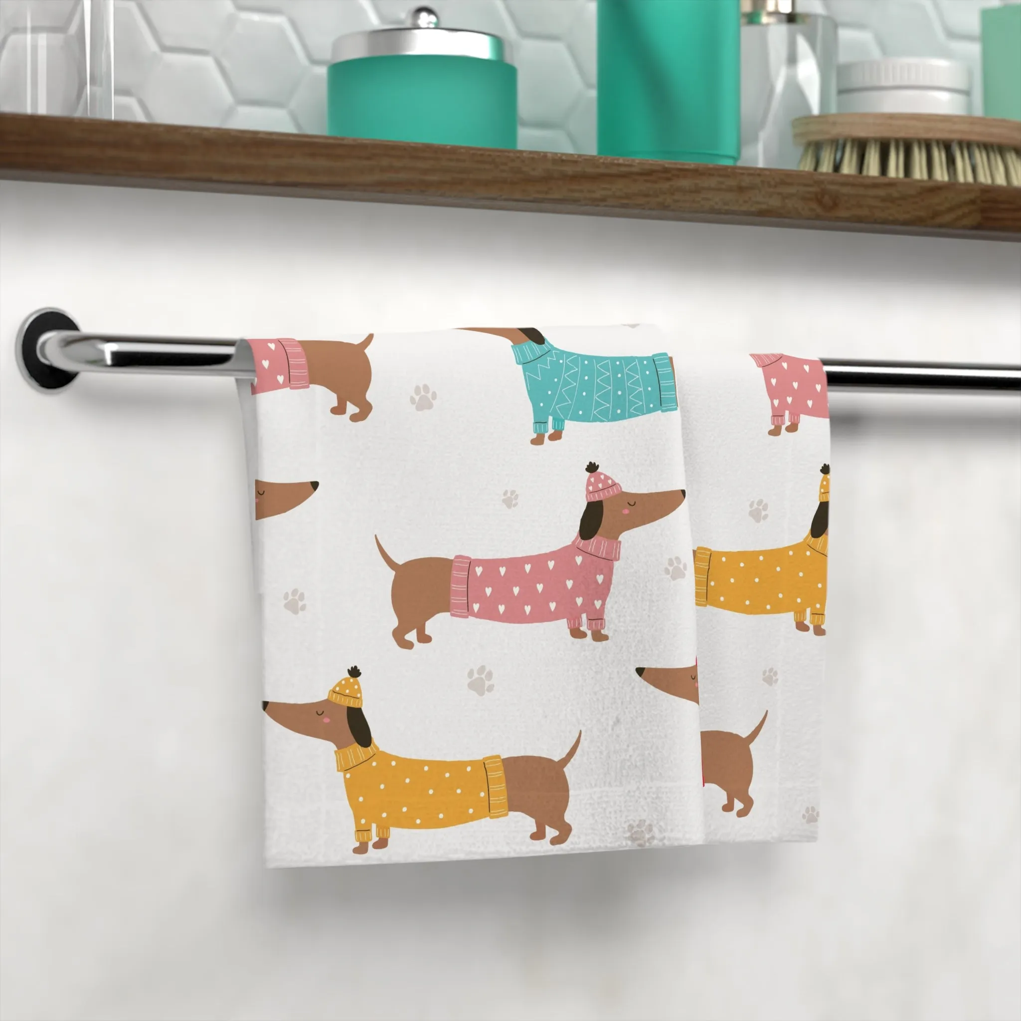 Adorable Dachshund Face Towel - Cute Dog Towel for Pet Lovers, Kitchen Towel,