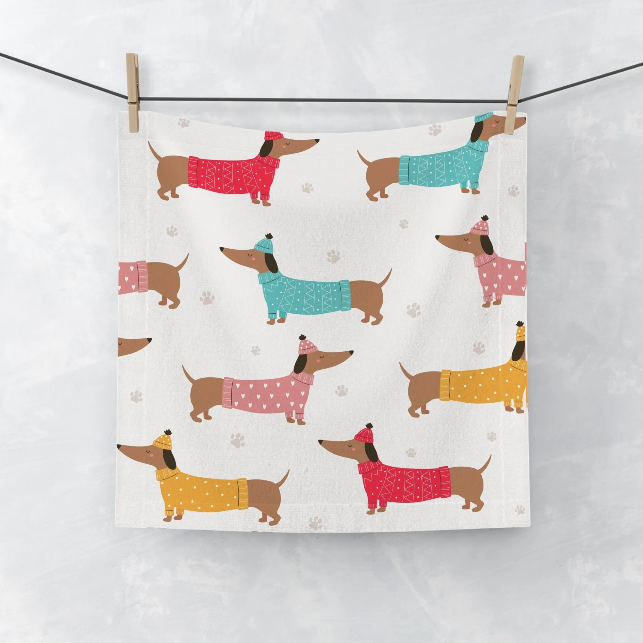 Adorable Dachshund Face Towel - Cute Dog Towel for Pet Lovers, Kitchen Towel,