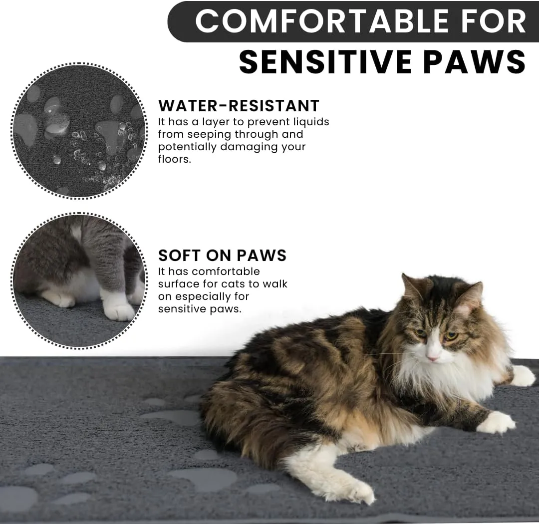 Andalus Small Cat Litter Mat, Pack of 1 - Waterproof, Non-Slip & Easy to Clean Cat Litter Box Mat for Extra Efficient Pet Litter-Trapping, Grey (15.75 X 11.75)