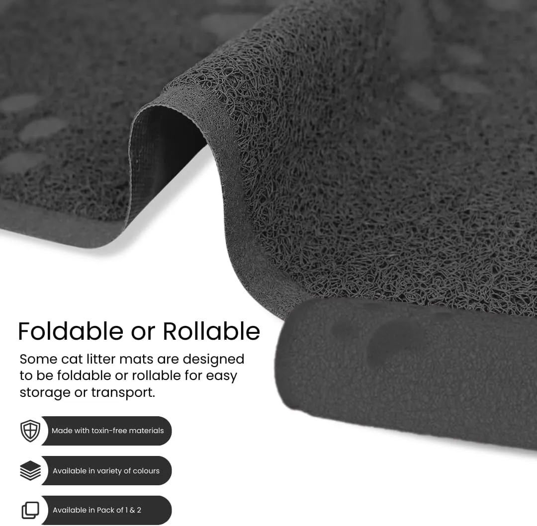 Andalus Small Cat Litter Mat, Pack of 1 - Waterproof, Non-Slip & Easy to Clean Cat Litter Box Mat for Extra Efficient Pet Litter-Trapping, Grey (15.75 X 11.75)