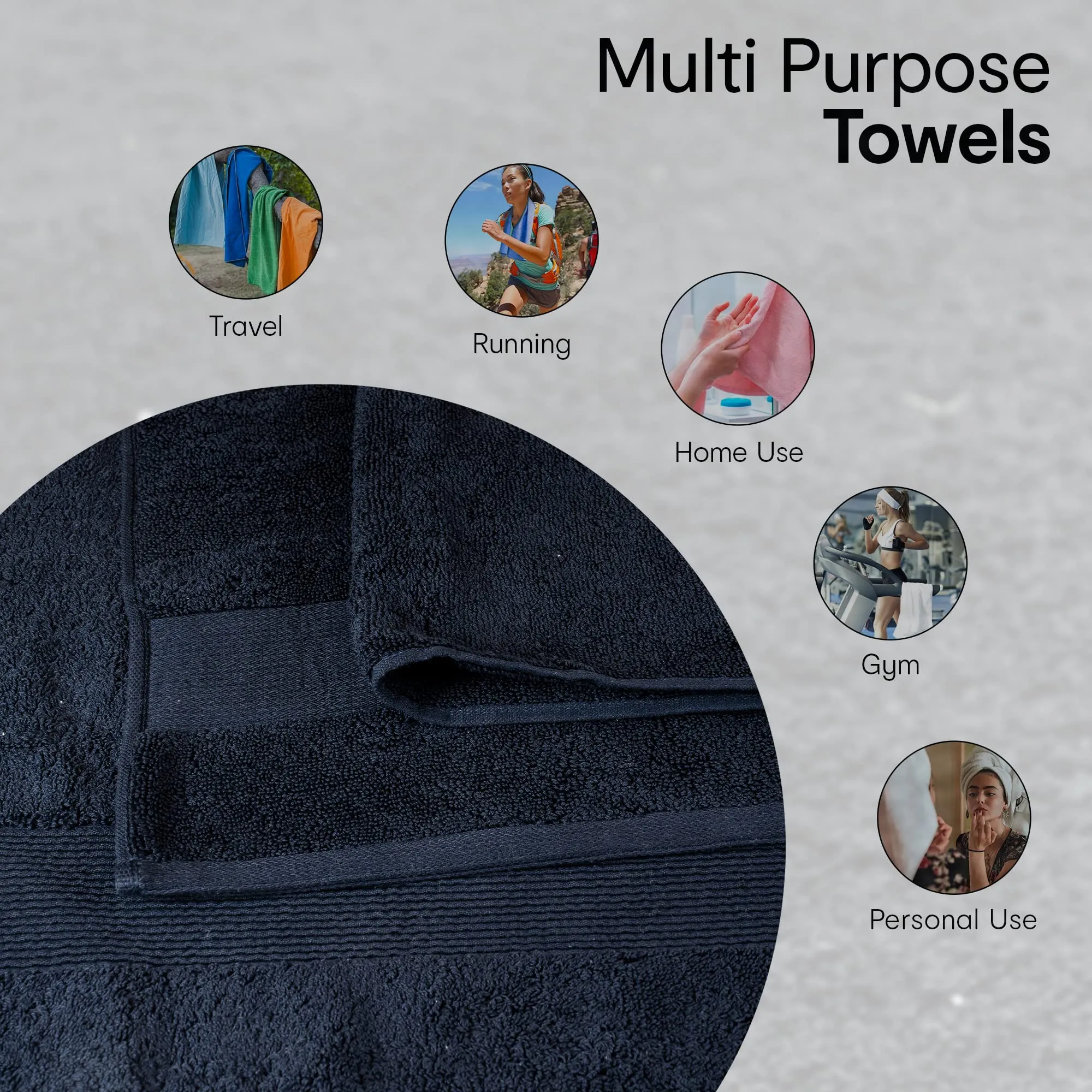 Anko Australia 100% Cotton 700 GSM Large Plush Bath Towel | Set of 4 | Super-Soft, Absorbent, Quick-Drying | Navy Blue & Moss Green Towel for Men, Women & Kids | 135x68 cm |Travel, Gym, Spa Towel