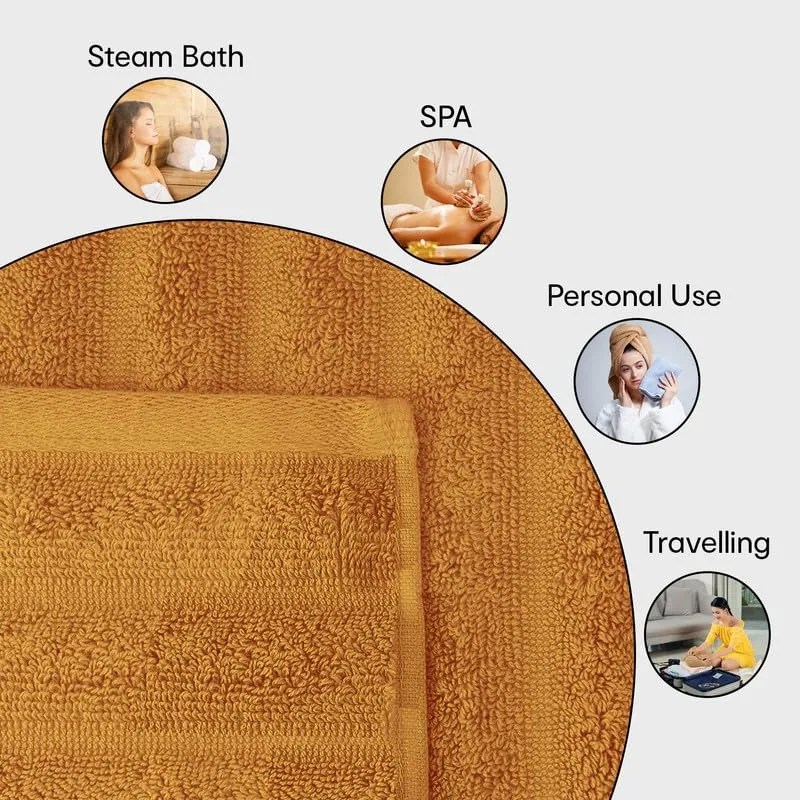 Anko Australia 100% Cotton 700 GSM Large Ribbed Bath Towel | Set of 2 | Super-Soft, Absorbent, Quick-Drying | Mustard Towel for Men, Women & Kids | 135x68 cm |Travel, Gym, Spa Towel