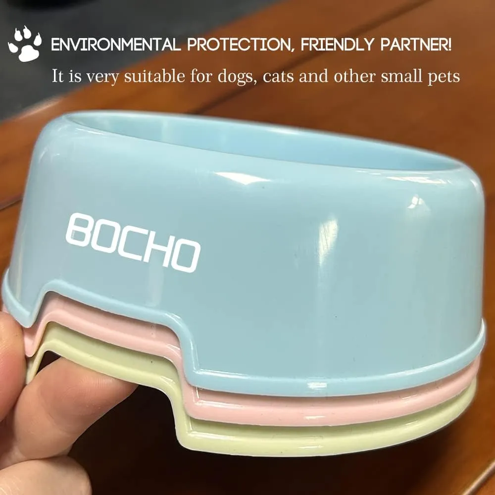 BOCHO Plastic Dog Bowls,Food Dishes & Water Bowl for Dogs, Cats or Other Small Animals-Color Set (Candy Colors, Small)