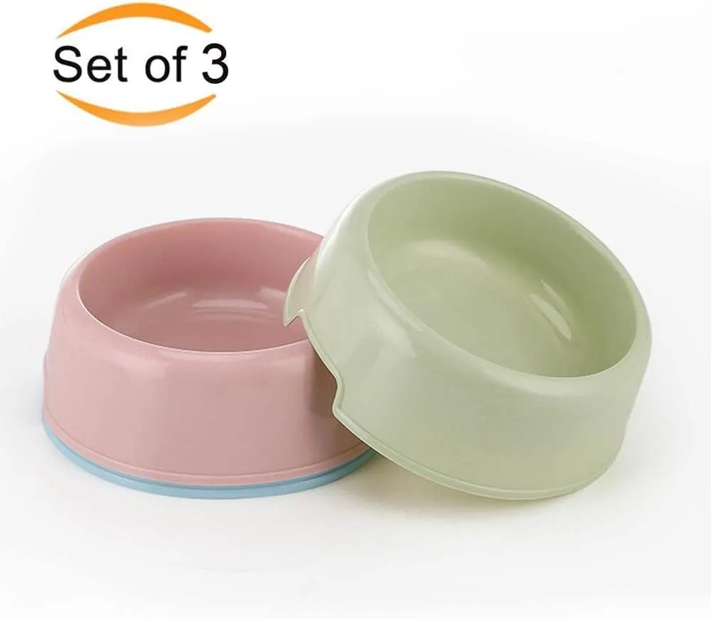 BOCHO Plastic Dog Bowls,Food Dishes & Water Bowl for Dogs, Cats or Other Small Animals-Color Set (Candy Colors, Small)