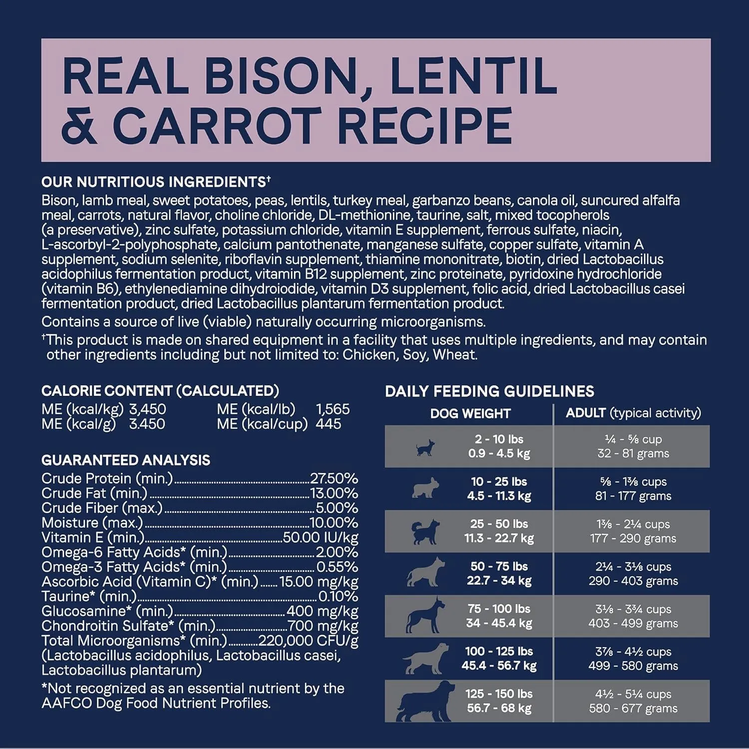 Canidae Pure Limited Ingredient Premium Adult Dry Dog Food, Real Bison, Lentil & Carrot Recipe, 21 lbs, Grain Free