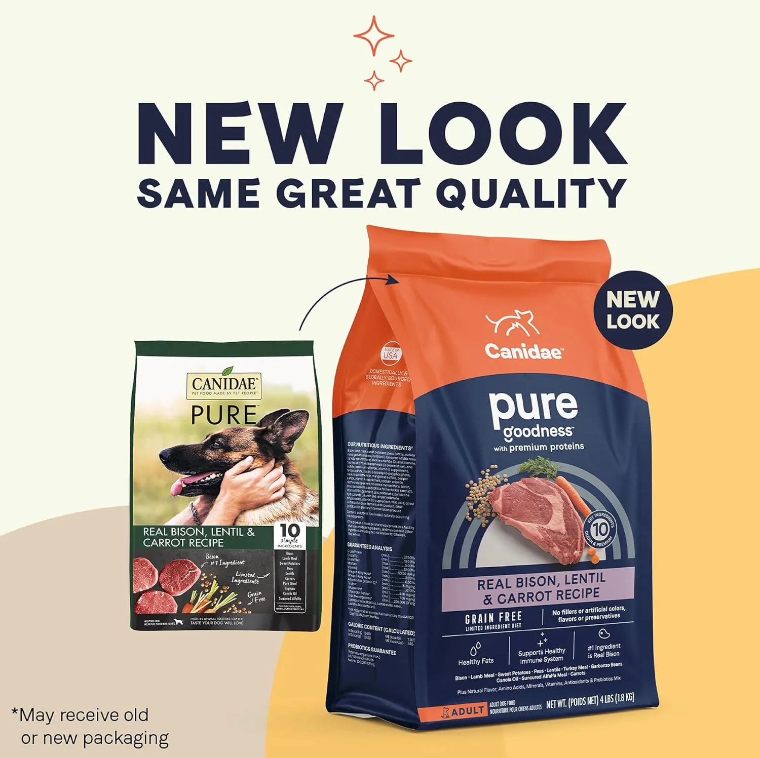 Canidae Pure Limited Ingredient Premium Adult Dry Dog Food, Real Bison, Lentil & Carrot Recipe, 21 lbs, Grain Free