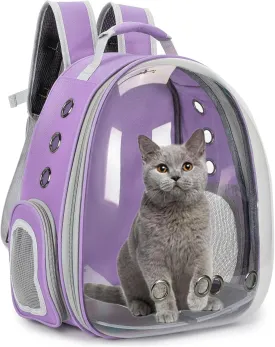 Cat Bubble Backpack Carrier for Small Medium Dogs Cats Carrying Bag, Airline Approved Pet Travel Carrying Bag Dog Hiking Walking Outdoor Backpack (Purple)