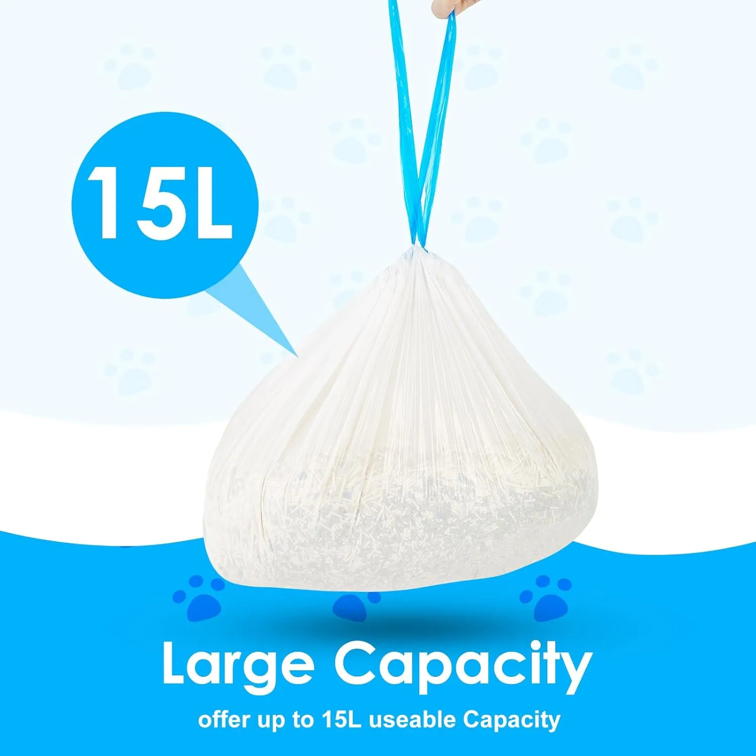 Cat Litter Bags 60 Count, 21.65"x11.8" Drawstring Close Litter Box Liners for Automatic Litter Box,Thick Cat Poop Bags,Easy to Clean,Heavy Duty Robot Bag for Self-Cleaning Box