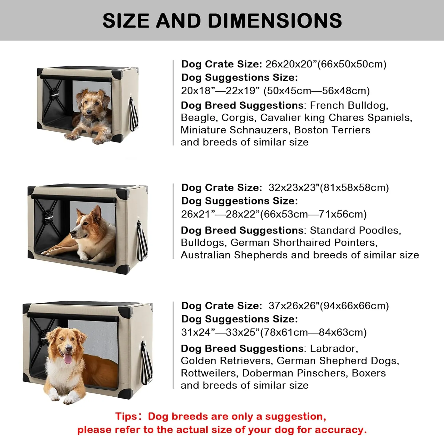 Collapsible Dog Crate - 32 Inch Portable Foldable Travel Crates for Medium Dogs with Detachable Storage Bag, Removable Pad, and Mesh Windows for Outdoor & Indoor (Beige)