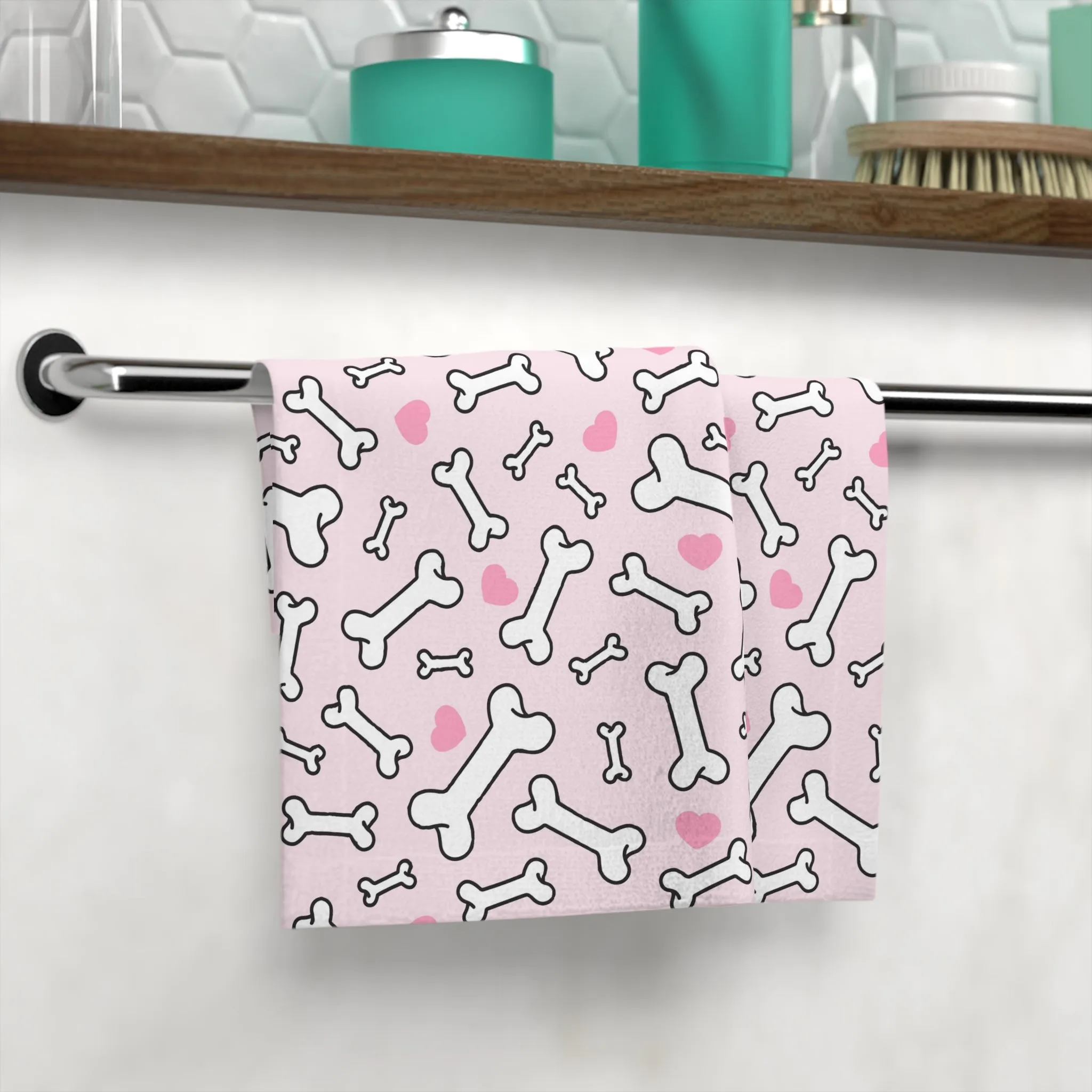 Cute Dog Bone Face Towel, Pet Lover Gift, Dog-Themed Bath Towel, Dog Mom