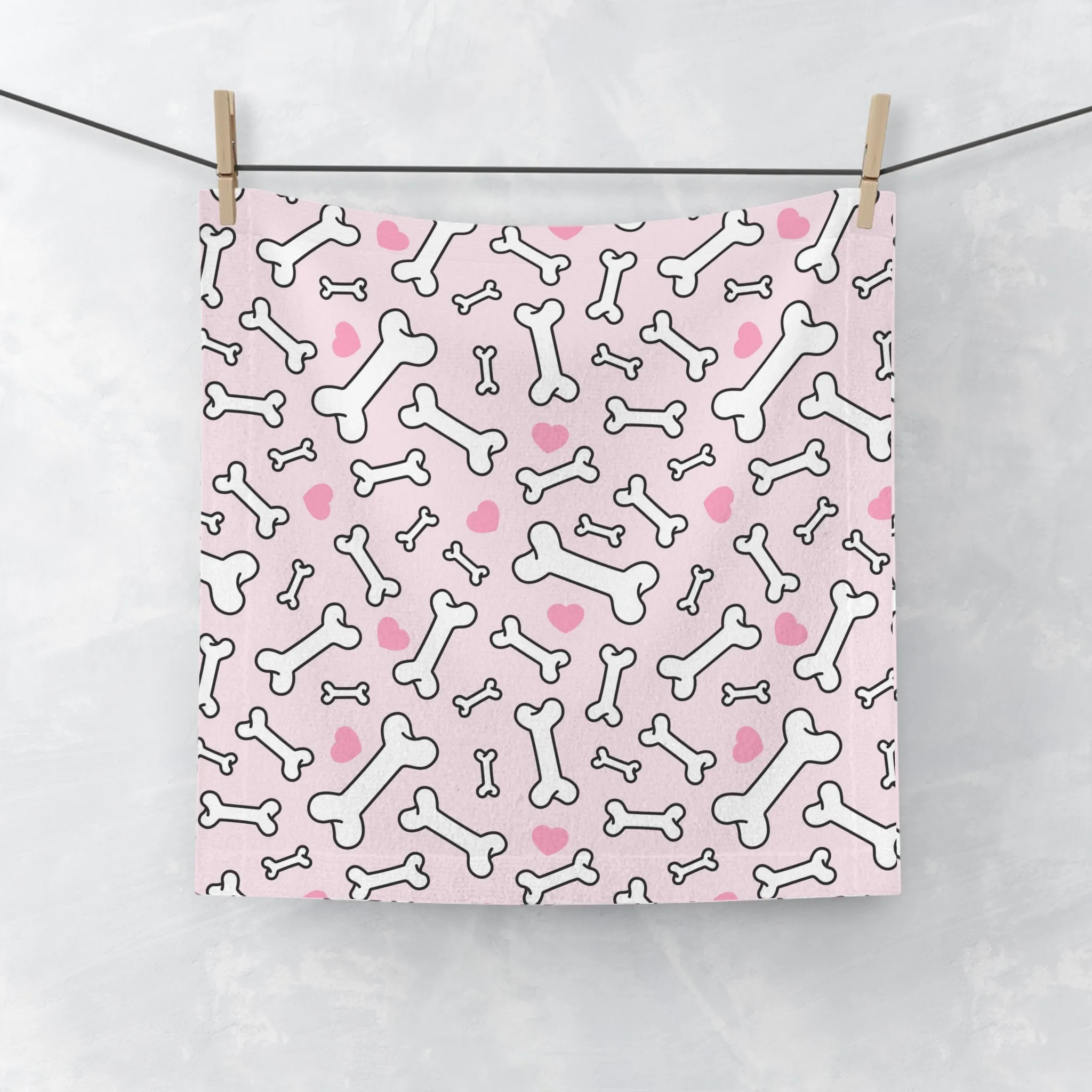 Cute Dog Bone Face Towel, Pet Lover Gift, Dog-Themed Bath Towel, Dog Mom