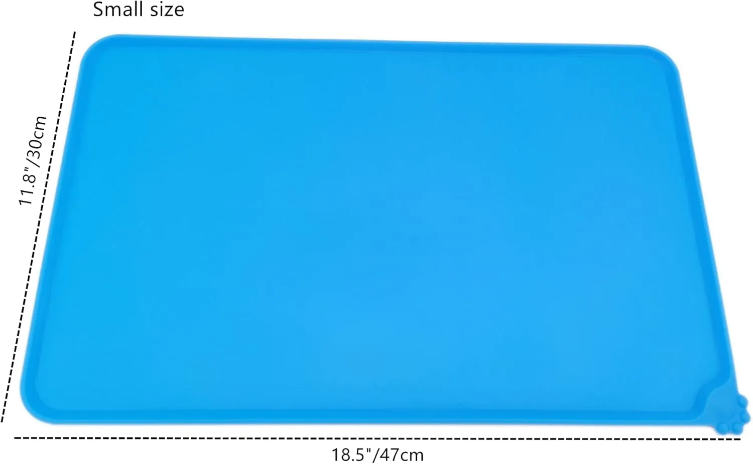 Dog Food Mat, Extra Thick Waterproof Silicone Dog Feeding Mat, Raised Edges Non-Skid Spill Proof Pet Feeding Mat, Blue, Small: 11.8X18.5X0.06 Inch