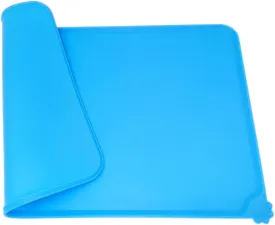 Dog Food Mat, Extra Thick Waterproof Silicone Dog Feeding Mat, Raised Edges Non-Skid Spill Proof Pet Feeding Mat, Blue, Small: 11.8X18.5X0.06 Inch