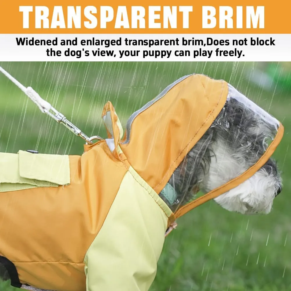 Dog Raincoat with Reflective Strip,Breathable Waterproof Lightweight Puppy Rain Jacket,Small Medium Dogs Rain Coat with Leash Hole(green-2xl)