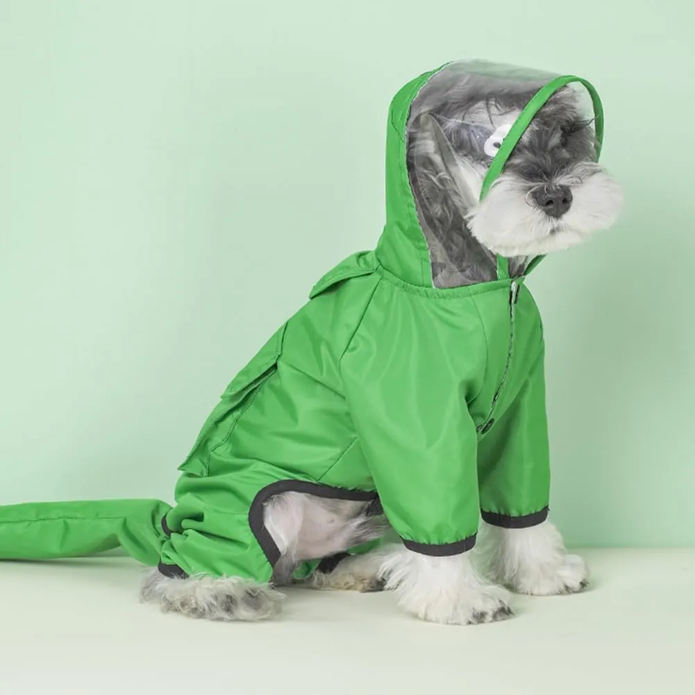 Dog Raincoat with Reflective Strip,Breathable Waterproof Lightweight Puppy Rain Jacket,Small Medium Dogs Rain Coat with Leash Hole(green-2xl)