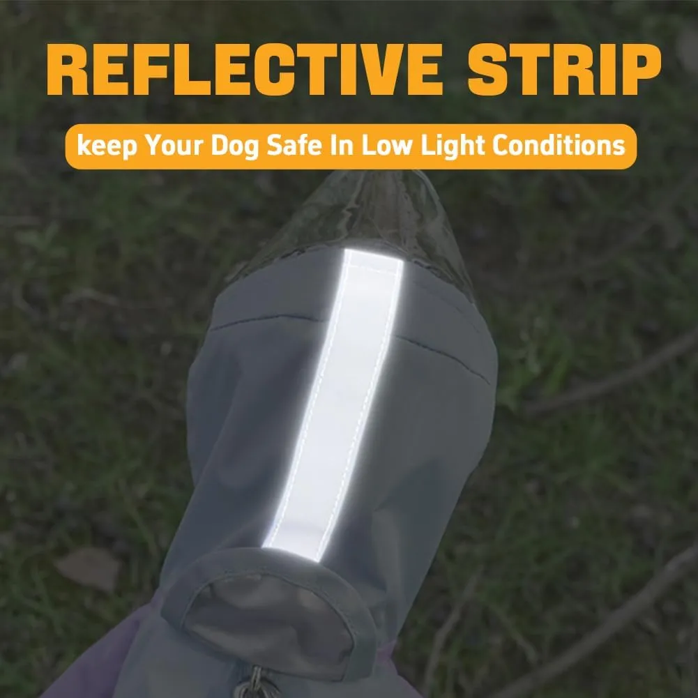Dog Raincoat with Reflective Strip,Breathable Waterproof Lightweight Puppy Rain Jacket,Small Medium Dogs Rain Coat with Leash Hole(green-2xl)