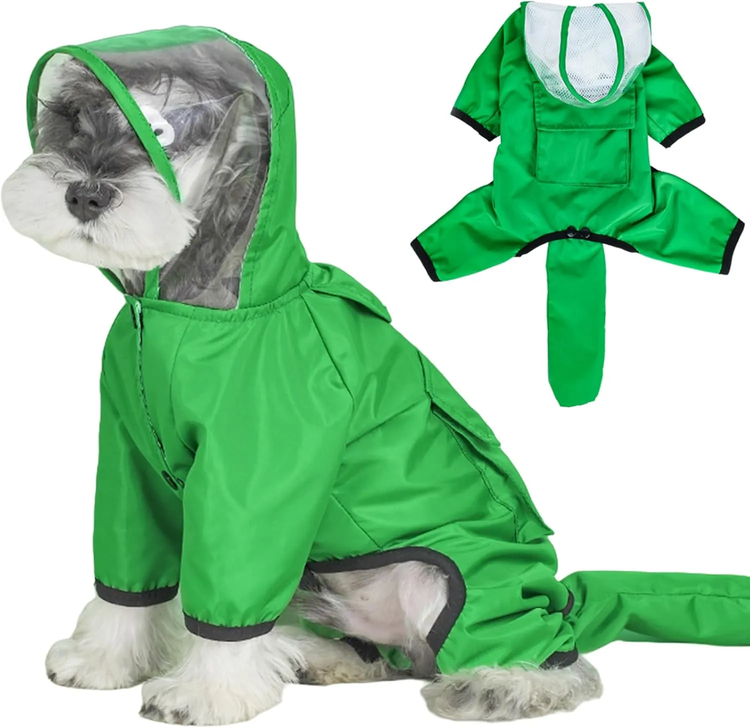 Dog Raincoat with Reflective Strip,Breathable Waterproof Lightweight Puppy Rain Jacket,Small Medium Dogs Rain Coat with Leash Hole(green-2xl)