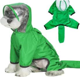 Dog Raincoat with Reflective Strip,Breathable Waterproof Lightweight Puppy Rain Jacket,Small Medium Dogs Rain Coat with Leash Hole(green-2xl)
