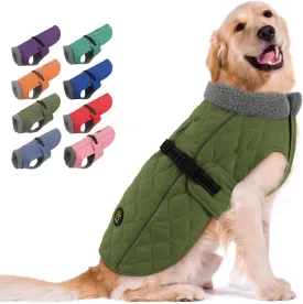 Dog Winter Coats, Fleece Lining Winter Coats for Dogs, Adjustable Windproof Dog Cold Weather Coat, Quick Release Buckle Dog Winter Jacket for Small Medium Large Dogs,Green S