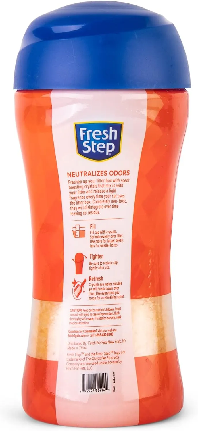 Fresh Step Cat Litter Crystals In summer Breeze Scent | Cat Litter Box Deodorizer which Combats Odors and Neutralizes Smells to Keep Your Home Clean, 15 Ounces, Packaging may vary