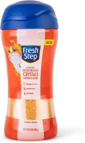 Fresh Step Cat Litter Crystals In summer Breeze Scent | Cat Litter Box Deodorizer which Combats Odors and Neutralizes Smells to Keep Your Home Clean, 15 Ounces, Packaging may vary
