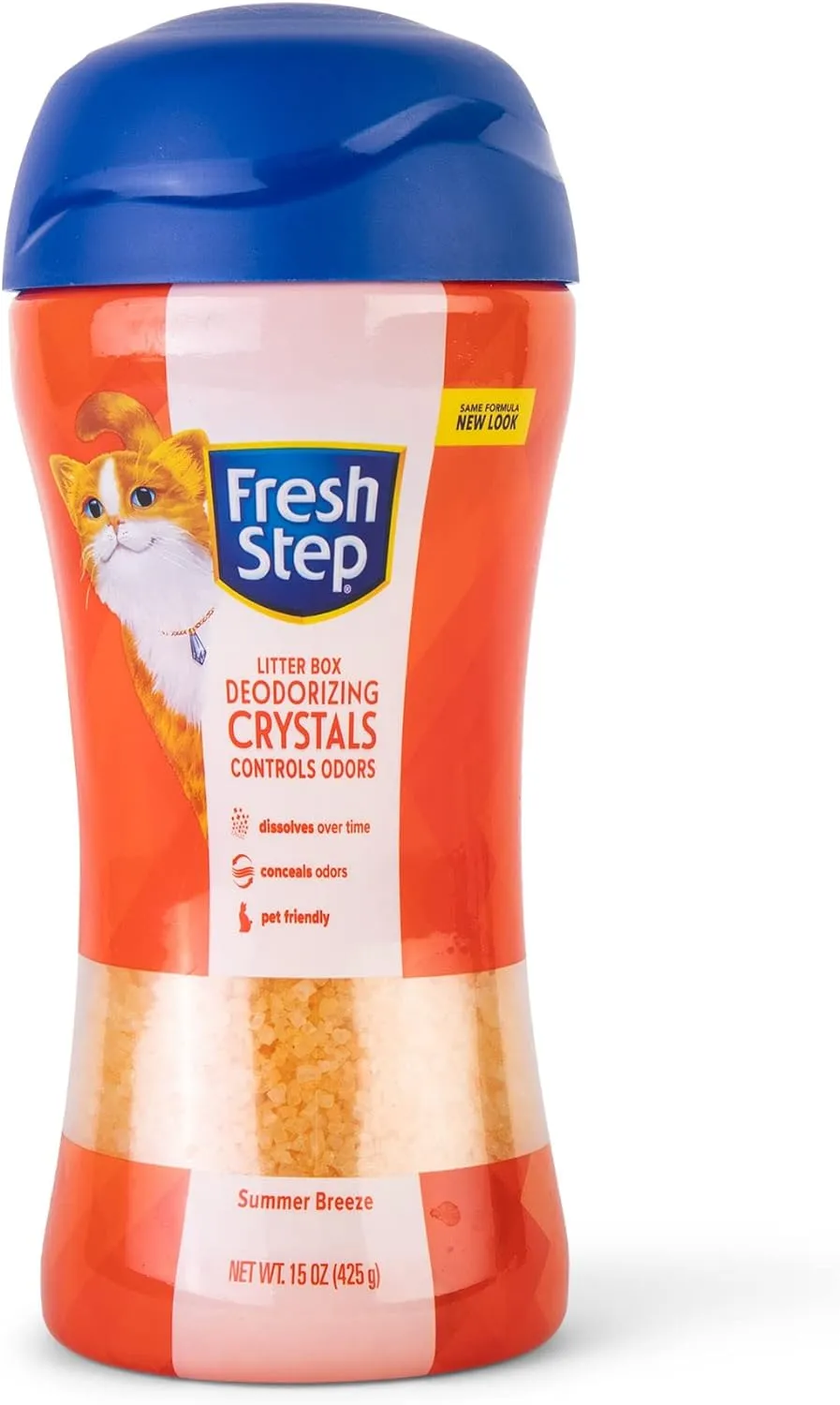 Fresh Step Cat Litter Crystals In summer Breeze Scent | Cat Litter Box Deodorizer which Combats Odors and Neutralizes Smells to Keep Your Home Clean, 15 Ounces, Packaging may vary