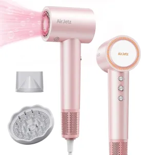 Hair Dryer, 110,000 RPM High-Speed Ionic Blow Dryer for Fast Drying, Professional Lightweight Hairdryer with Diffuser, Magnetic Nozzle, 4 Temps & 2 Speeds, Low Noise for Travel & Home - Pink