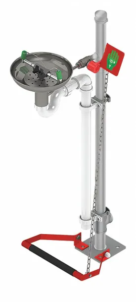 Hughes Eye/Face Wash, Pedestal Mount, Push Handle, Assembled, Stainless Steel - 85GSP