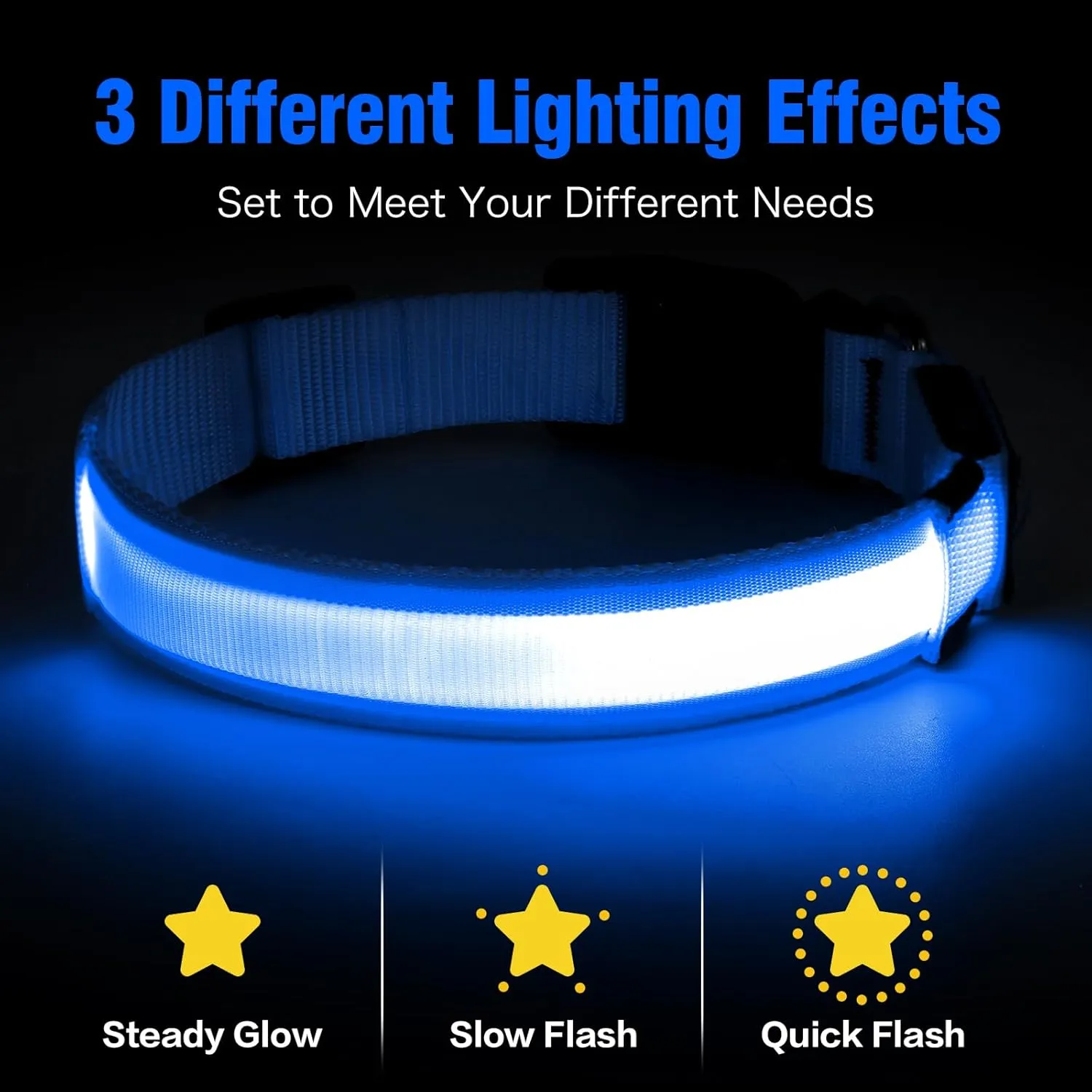 Illumifun LED Dog Collar, Water-Resistant Light Up Dog Collar, Safety Dog Collar Light for Your Dogs Walking Camping(Blue, X-Large)