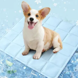IM HOME Long Lasting Dog Cooling Mats, Waterproof Cooling Mat for Dogs, Washable Pet Cool Mats for Easy Clean, Non Slip Non-Toxic Foldable Summer Pet Outdoor Bed, Light Blue, 16" x 16"