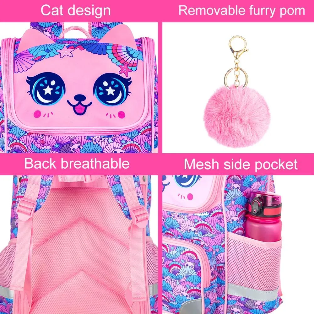 KLFVB 3PCS Backpack for Girls and Boys, 15" Unicorn Dinosaur Bookbag with Lunch Box, Kids Preschool School bag