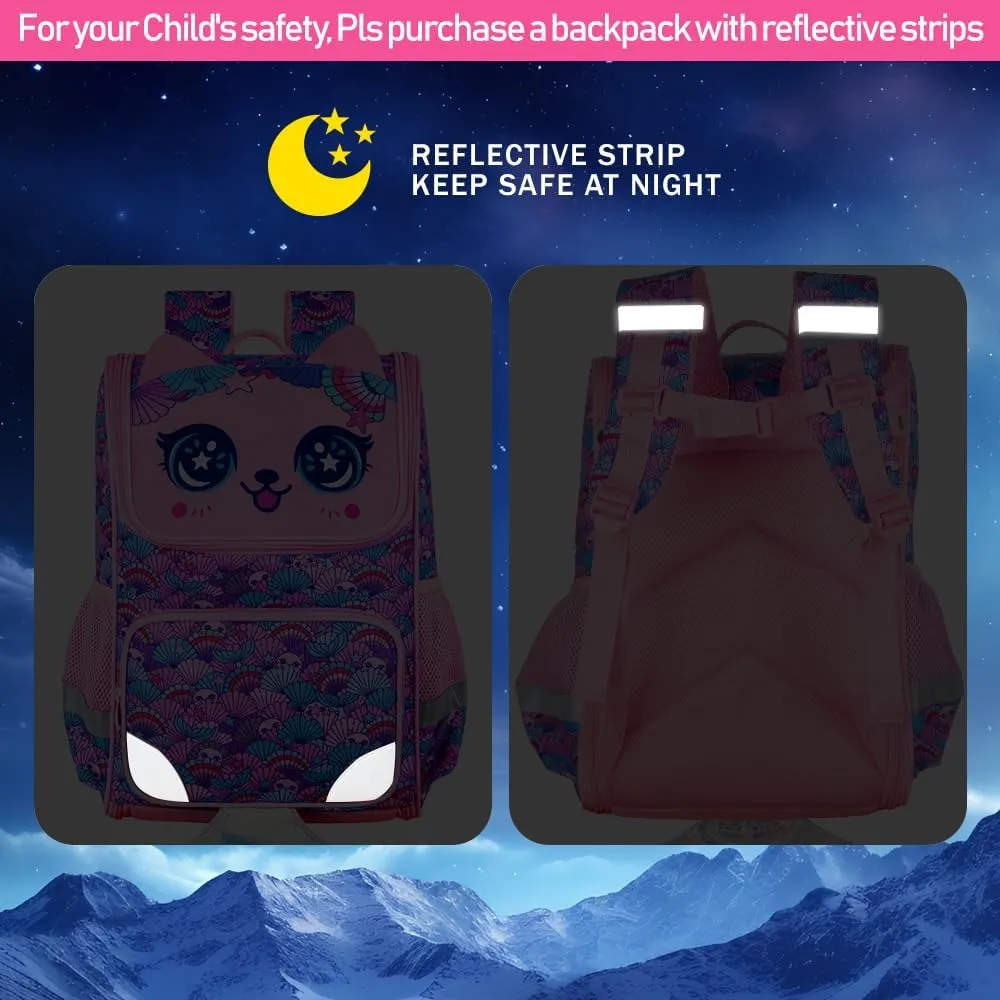 KLFVB 3PCS Backpack for Girls and Boys, 15" Unicorn Dinosaur Bookbag with Lunch Box, Kids Preschool School bag