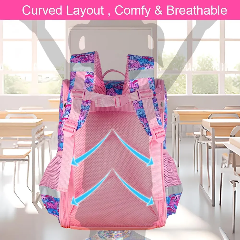 KLFVB 3PCS Backpack for Girls and Boys, 15" Unicorn Dinosaur Bookbag with Lunch Box, Kids Preschool School bag
