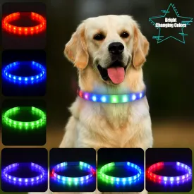 LED Dog Collar,Rechargeable Light Up Dog Collar, Safety Collar Makes Your Beloved Dogs Visible at Night, Cuttable Size Glow Collar for Large Medium Small Dogs