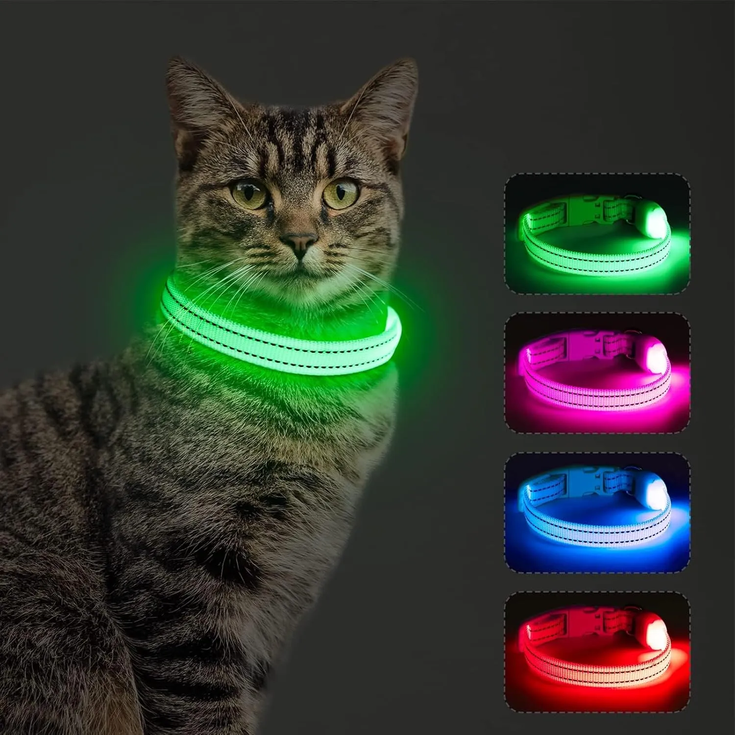Light Up Dog Collar for Small Dogs - Rechargeable Puppy Collars Glow in The Dark LED Dog Collar Lights for Night WalkingX-Small, Green