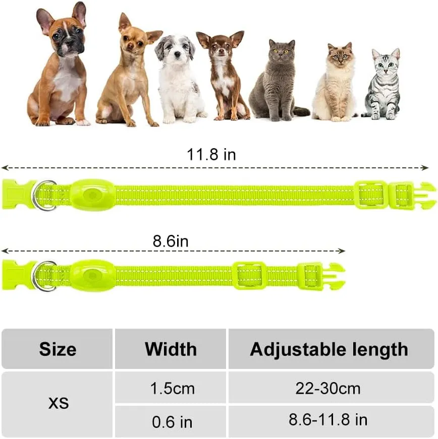Light Up Dog Collar for Small Dogs - Rechargeable Puppy Collars Glow in The Dark LED Dog Collar Lights for Night WalkingX-Small, Green