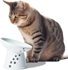 Necoichi Extra Wide Raised Cat Food Bowl, Elevated, Prevent Neck & Whisker Fatigue, Dishwasher and Microwave Safe, No.1 Seller in Japan! (Cat, Extra Wide Tilted)
