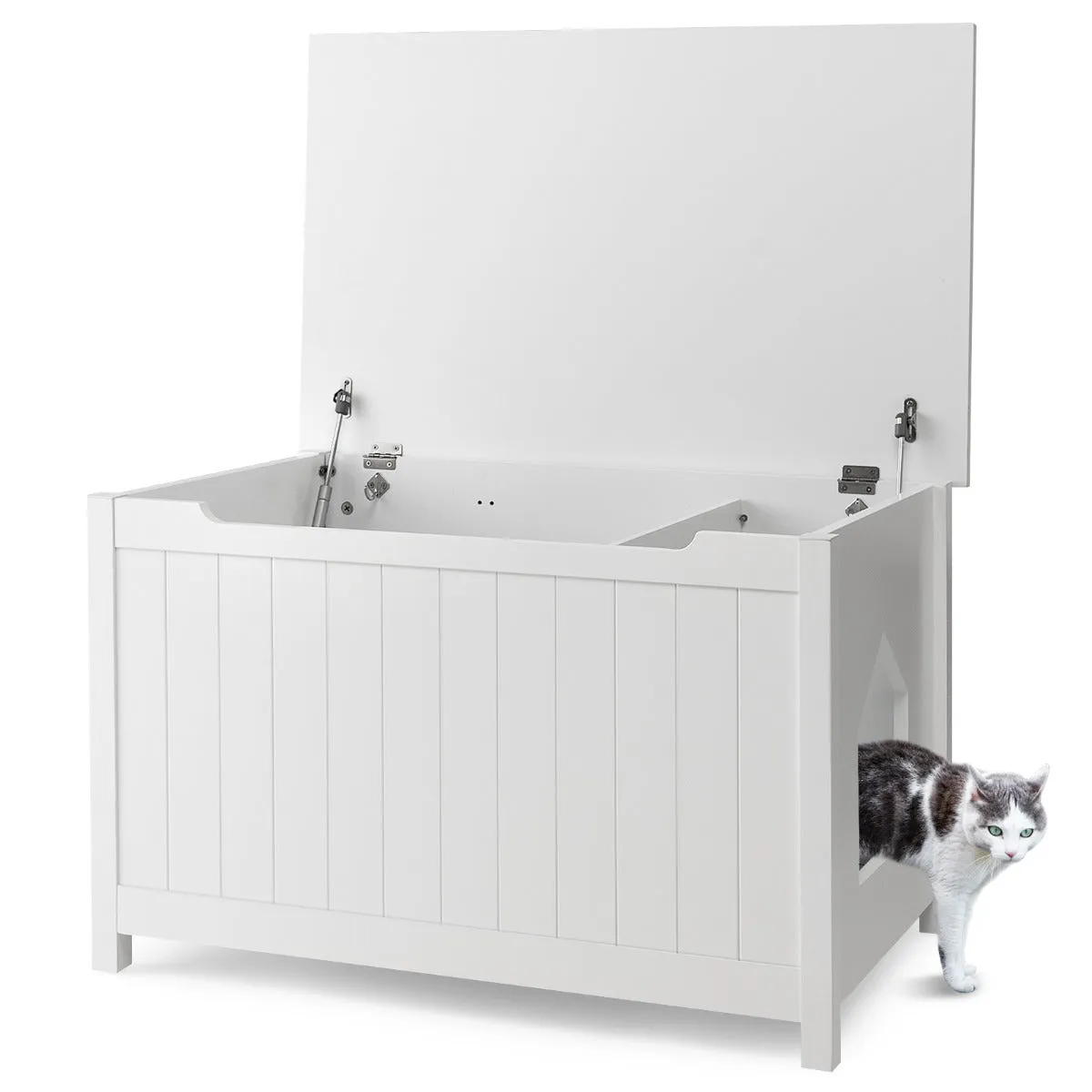 NNECW Large Wooden Cat Litter Box with Top Opening for Pet