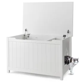 NNECW Large Wooden Cat Litter Box with Top Opening for Pet