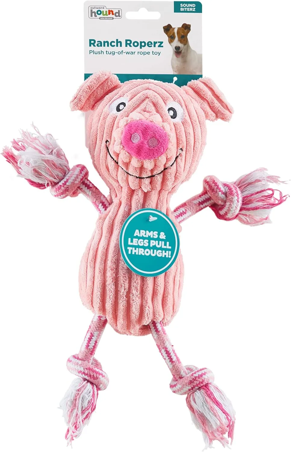 Outward Hound Ranch Roperz Pig Plush Squeaky Dog Toy