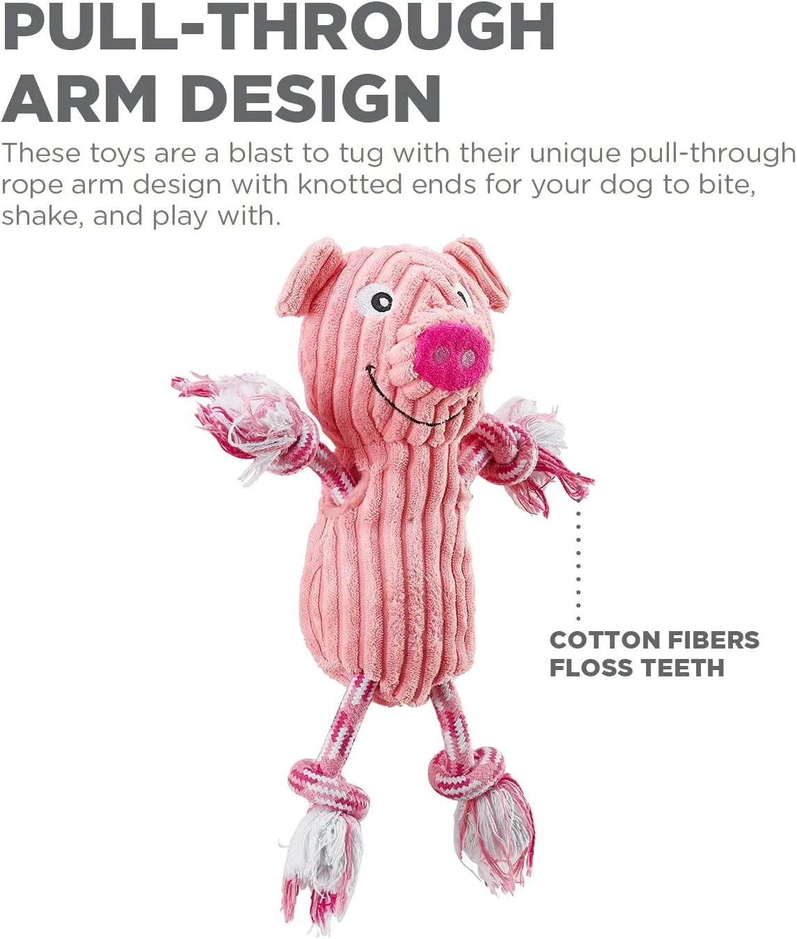 Outward Hound Ranch Roperz Pig Plush Squeaky Dog Toy